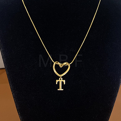 304 Stainless Steel Heart with Initial Pendant Necklaces for Women FS-WG4DC9E-20-1
