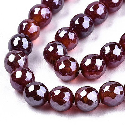 Electroplate Natural Agate Beads Strands G-T131-54I-1