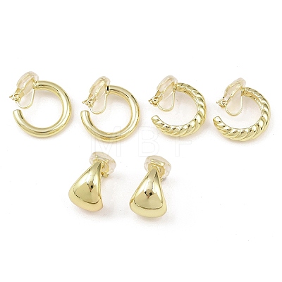 3 Pairs Brass Cuff Earrings EJEW-Z148-02G-1