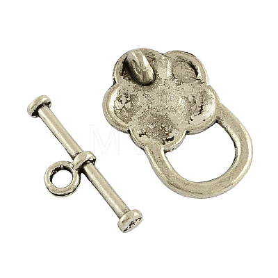 Tibetan Style Flower Toggle Clasps TIBE-2119-AS-RS-1