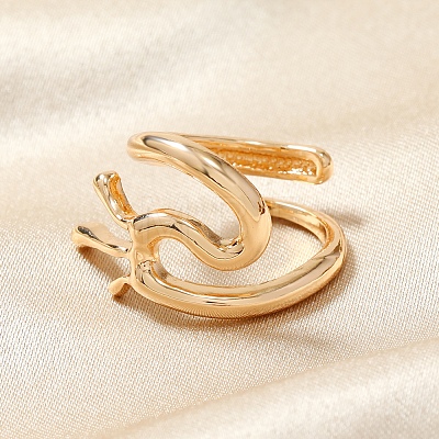 Elegant Geometric Cutout Alloy Cuff Rings with Liquid Rotation Effect YM2798-4-1