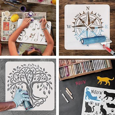 Large Plastic Reusable Drawing Painting Stencils Templates DIY-WH0172-757-1