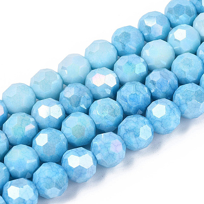 Anti-Tarnish Electroplate Glass Beads Strands EGLA-ZX010-8mm-15-1