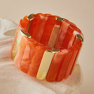 Boho Acrylic Tile Stretch Bracelets WG79D38-02-1