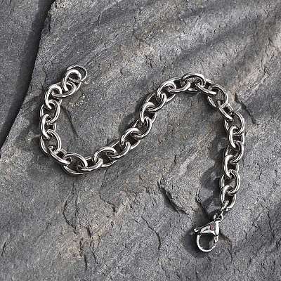 Tarnish Resistant 304 Stainless Steel Cable Chain Bracelets BJEW-I238-09P-1