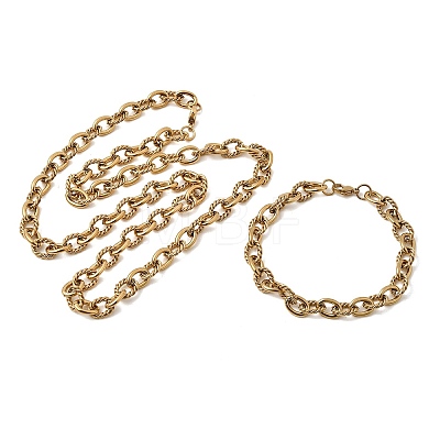 Unisex 304 Stainless Steel Bracelets & Necklaces SJEW-L199-11G-1