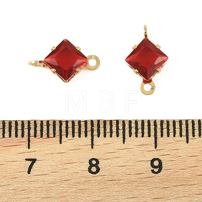 Brass Pave Cubic Zirconia Rhombus Connector Charms KK-P347-04G-03-1
