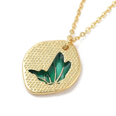 Brass Enamel Cable Chain Butterfly Pendant Necklaces NJEW-K379-01G-03-1