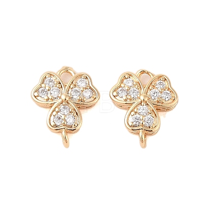 Brass Pave Clear Cubic Zirconia Connector Charms KK-B100-027G-1