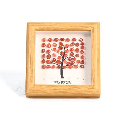 Natural Carnelian Square with Tree Photo Frame Stands PW-WG651A8-02-1