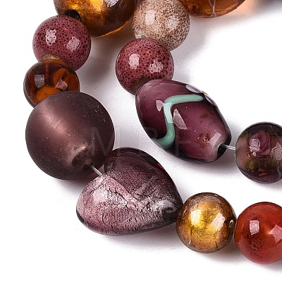 Handmade Foil Glass with Gold Sand Lampwork Beads Strands FOIL-Q002-08E-1