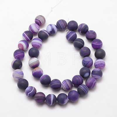 Natural Striped Agate/Banded Agate Bead Strands X-G-K166-12-6mm-02-1