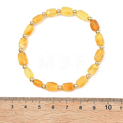 Natural Amber Cuboid Beads Stretch Bracelets for Women Men BJEW-JB13639-01-1