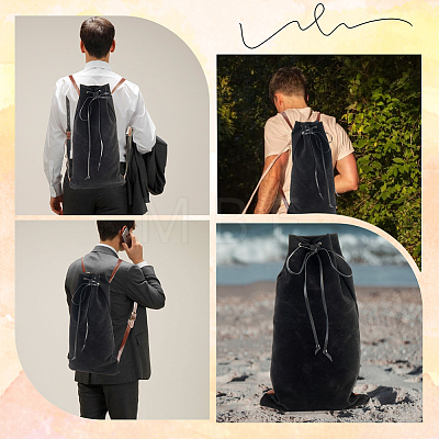 Flocking Fibre Drawstring Backpacks with PU Leather Straps and Alloy Clasps ABAG-WH20019-02C-1