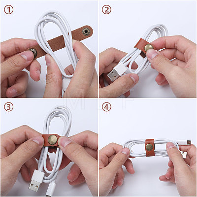 CHGCRAFT 24Pcs 2 Colors PU Leather Cable Zip Ties DIY-CA0006-57-1