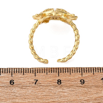 Brass Micro Pave Cubic Zirconia Adjustable Open Cuff Rings for Women RJEW-A072-01B-G-1