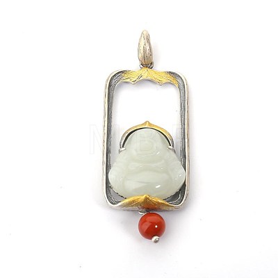Natural Hetian White Jade with 925 Sterling Silve Pendant MAK-BB50758-A-1