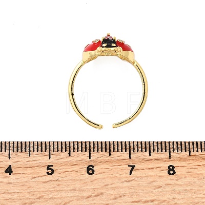Brass Enemel Micro Pave Clear Cubic Zirconia Open Cuff Rings for Women RJEW-I111-05G-03-1