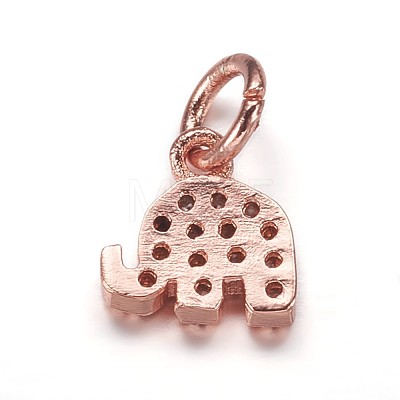 Brass Micro Pave Cubic Zirconia Pendants ZIRC-K070-42RG-1