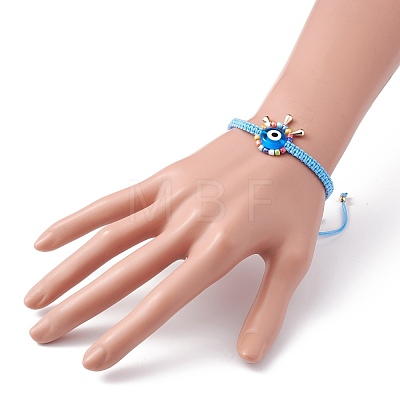 Big Evil Eye Braided Bead Bracelet BJEW-JB07109-05-1