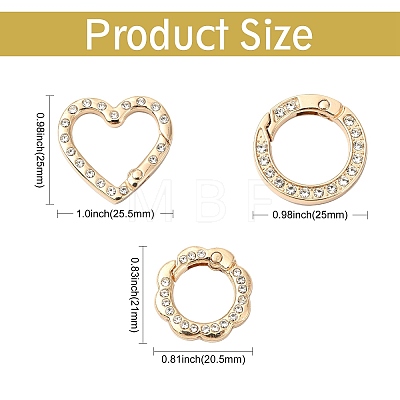 15Pcs 3 Styles Zinc Alloy Spring Gate Rings FIND-CJ0004-77-1