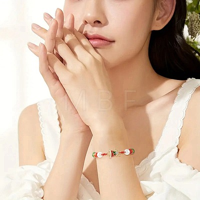 4Pcs Christmas Alloy Enamel Link Bracelets BJEW-FS00032-1