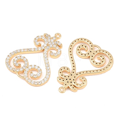 Brass Micro Pave Clear Cubic Zirconia Connector Charms CU-CBA7BFE-03C-G-1