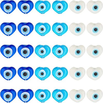 30Pcs 3 Colors Handmade Evil Eye Lampwork Beads Strands LAMP-FH0001-10-1