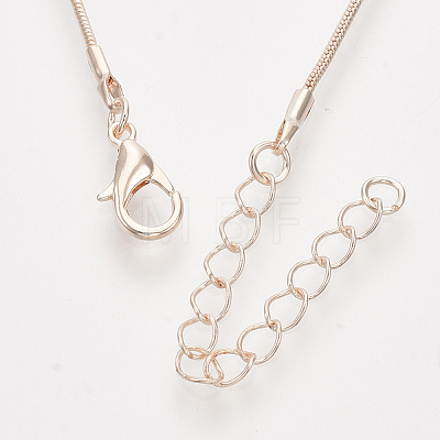 Brass Round Snake Chain Necklaces X-MAK-T006-11A-RG-1