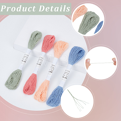 4 Skeins 4 Colors 6-Ply Cotton Embroidery Floss EMBR-WH20001-003D-1