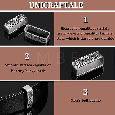 Unicraftale 2Pcs 304 Stainless Steel Loop Keepers FIND-UN0002-56A-1