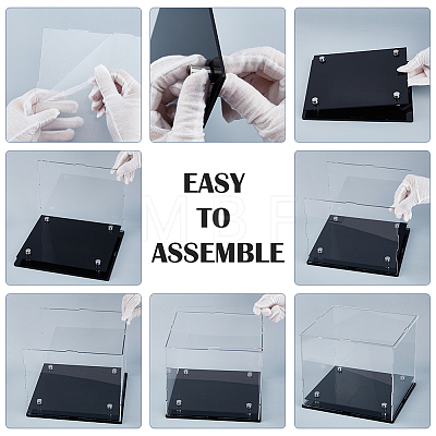 Transparent Acrylic Minifigure Display Cases with Black Base ODIS-WH0108-107-1