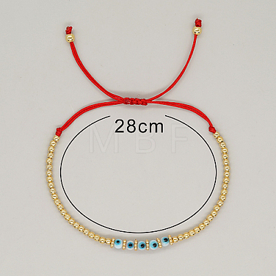 Adjustable Lampwork Evil Eye Braided Bead Bracelets MJ9955-01-1
