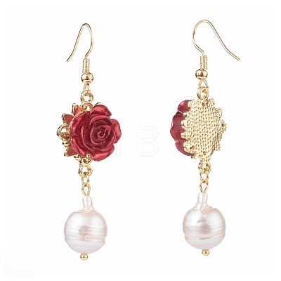 ABS Plastic Rose Dangle Earring EJEW-JE04507-01-1
