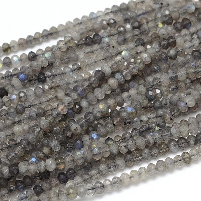 Natural Labradorite Rondelle Bead Strands G-O095-05-A-1