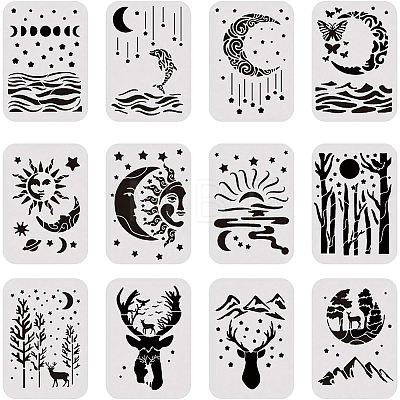 Plastic Drawing Painting Stencils Templates Sets DIY-WH0172-034-1
