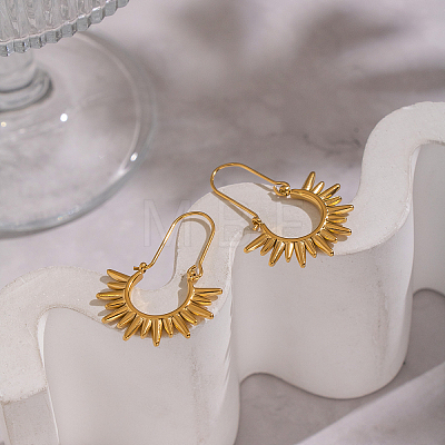 Vintage European Style Sun 304 Stainless Steel Hoop Earrings LS-KG5327-1-1