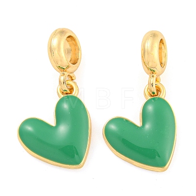 Rack Plating Alloy Enamel Heart European Dangle Charms FIND-B034-20G-03-1