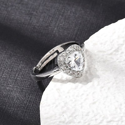 Brass Micro Pave Clear Cubic Zirconia Cuff Open Rings CU-CBA5C10-01P-1