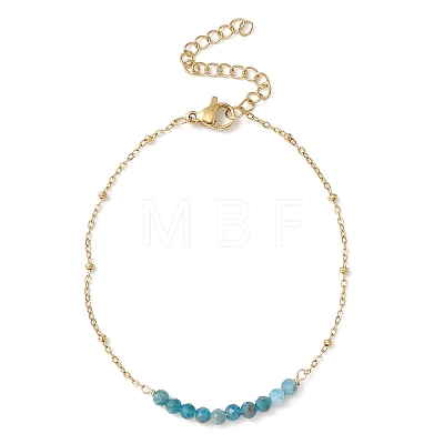 4Pcs 4 Style Natural Mixed Gemstone Beaded Link Braclet with Satellite Chains BJEW-JB09496-01-1