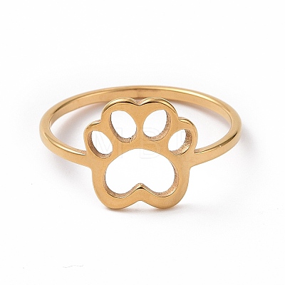 Ion Plating(IP) 201 Stainless Steel Paw Print Finger Ring RJEW-J051-25G-1