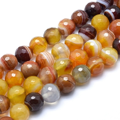 Natural Striped Agate/Banded Agate Beads G-J371-02-12mm-1