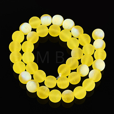 Frosted Transparent Glass Beads Strands GLAA-T032-T10mm-MBB12-1