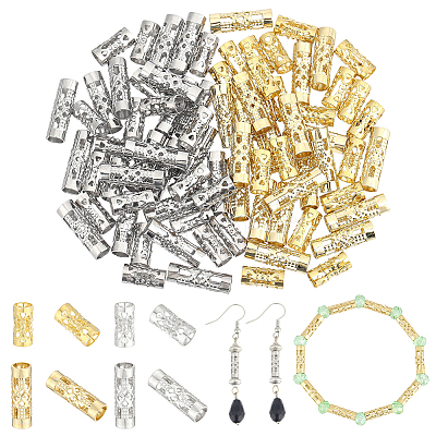 80Pcs 4 Styles Stainless Steel Hollow Tube Beads STAS-PA0001-09-1