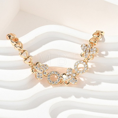 Brass Micro Pave Cubic Zirconia Chain Bracelets KK-R217-44G-1