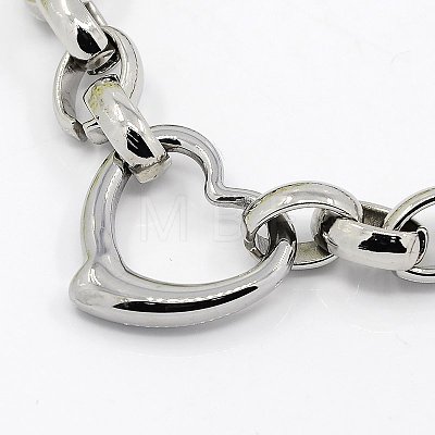 Fashionable 304 Stainless Steel Heart Link Bracelets BJEW-G423-10-1