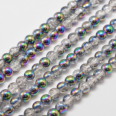 Electroplate Synthetic Crackle Quartz Beads Strands EGLA-J067-6mm-M-1