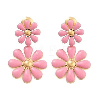 304 Stainless Steel Enamel Stud Earrings EJEW-S226-01G-02-1