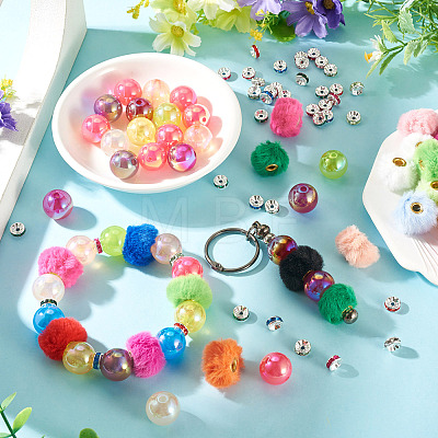 140Pcs 3 Styles Polyester Rabbit Hair with Alloy European Beads DIY-TA0015-26-1