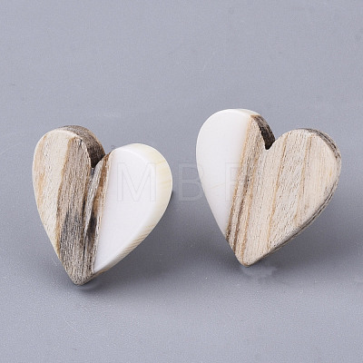 Resin & Wood Stud Earrings EJEW-N017-002A-1